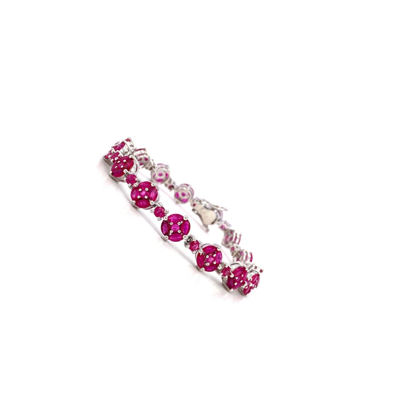 Natural Ruby Gemstone 925 Sterling Silver Tennis Bracelet