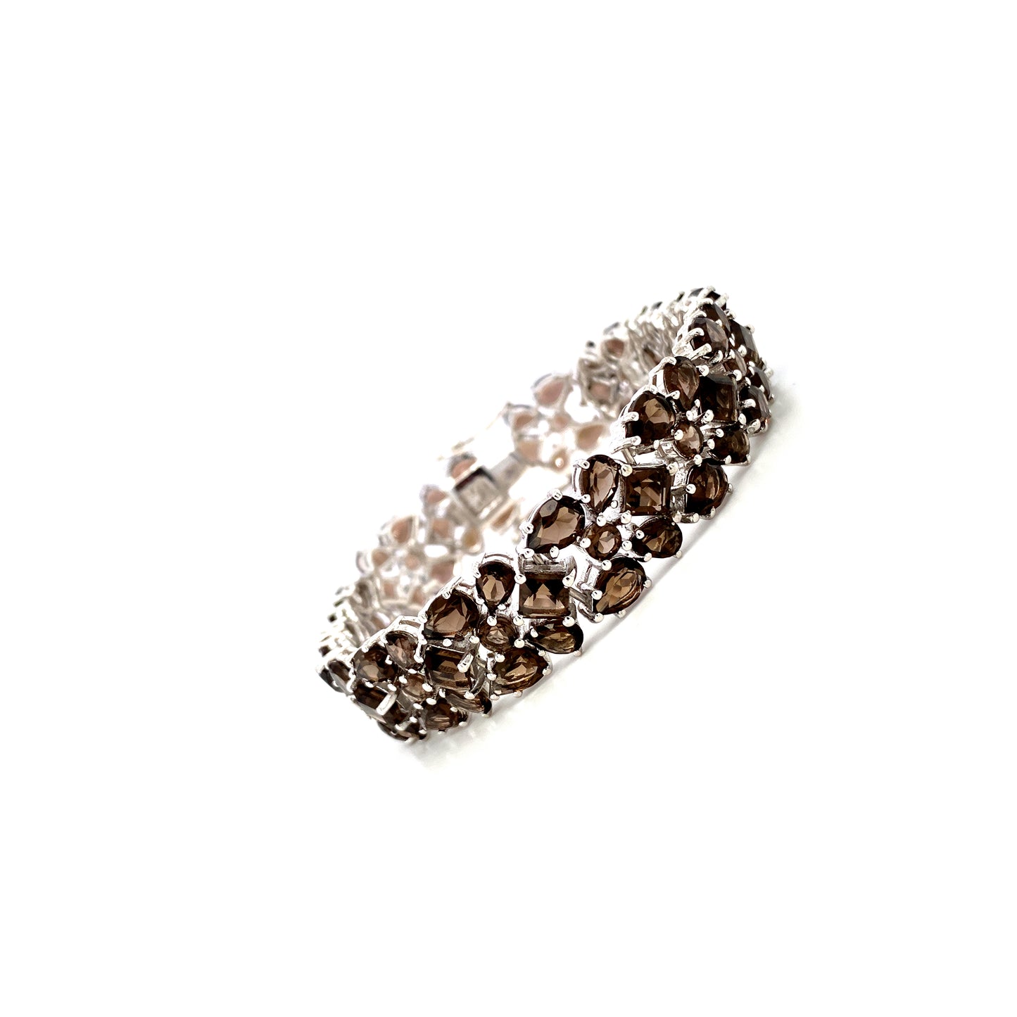 Natural Smoky Quartz Gemstone 925 Sterling Silver Bracelet