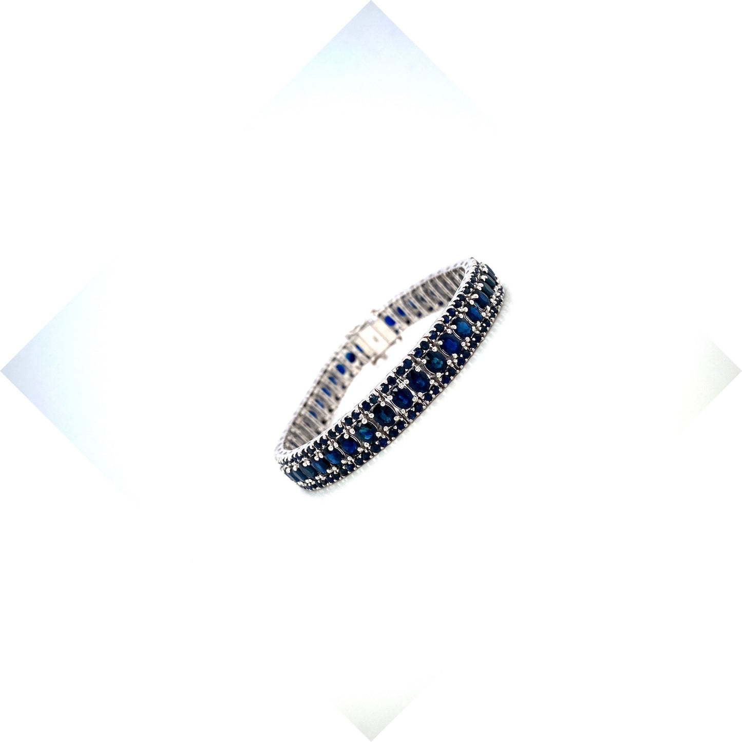 Natural Sapphire Gemstone 925 Sterling Silver Tennis Bracelet