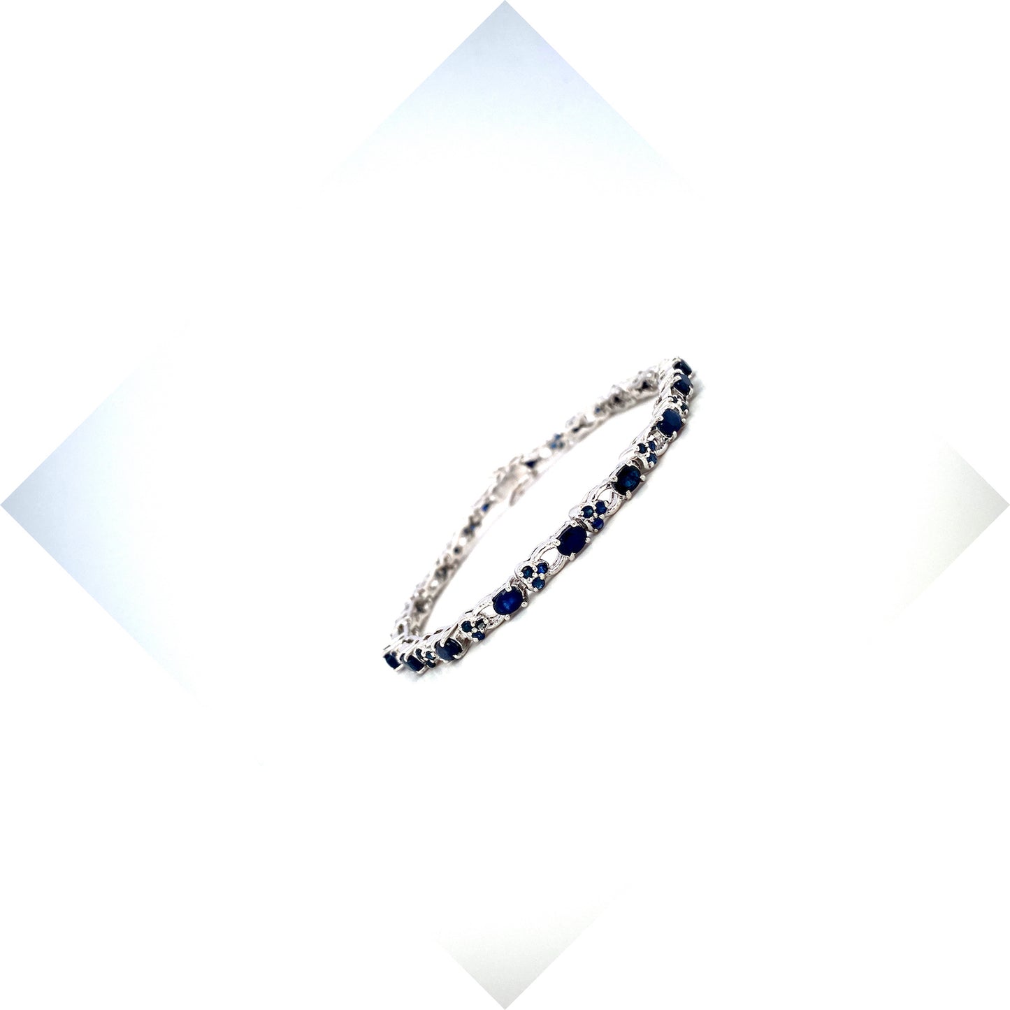 Natural Sapphire Gemstone 925 Sterling Silver Tennis Bracelet