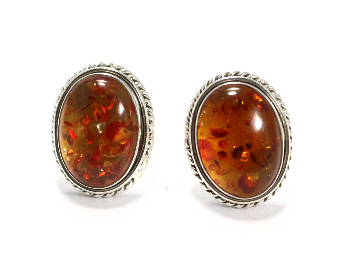 Natural Baltic Amber 925 Sterling Silver Cufflinks