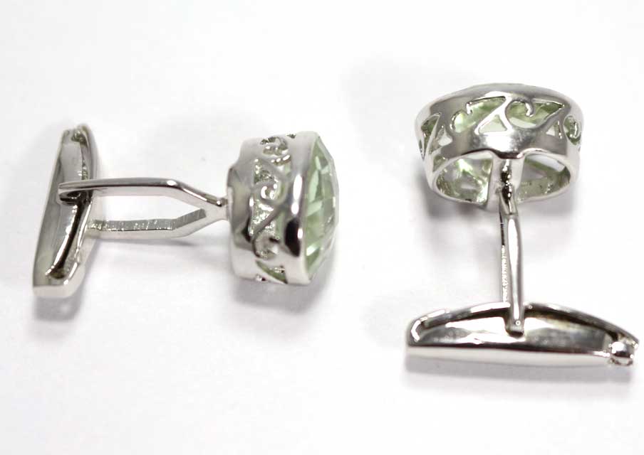 Natural Prasiolite 925 Sterling Silver Cufflinks