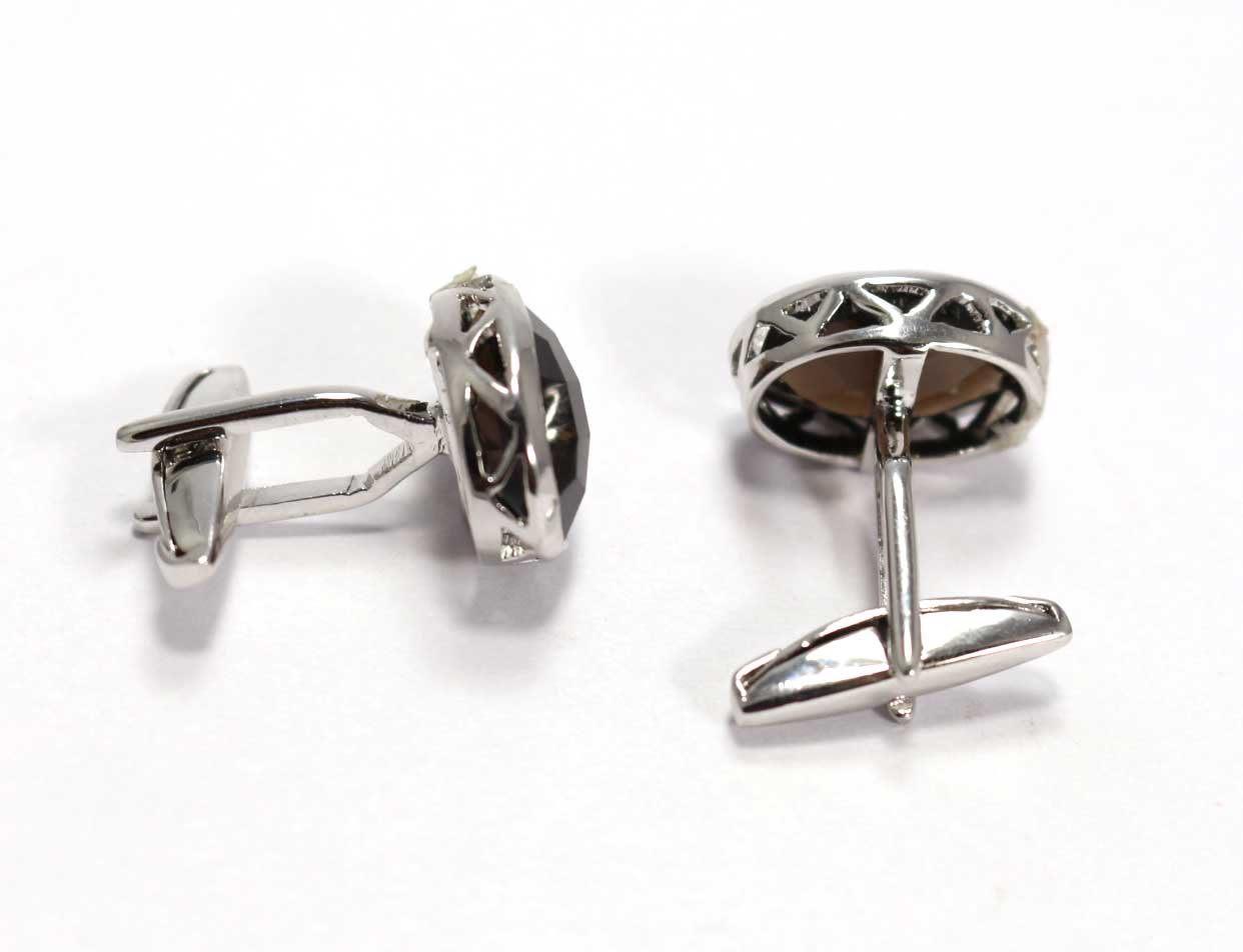 Natural Smoky Quartz 925 Sterling Silver Cufflinks