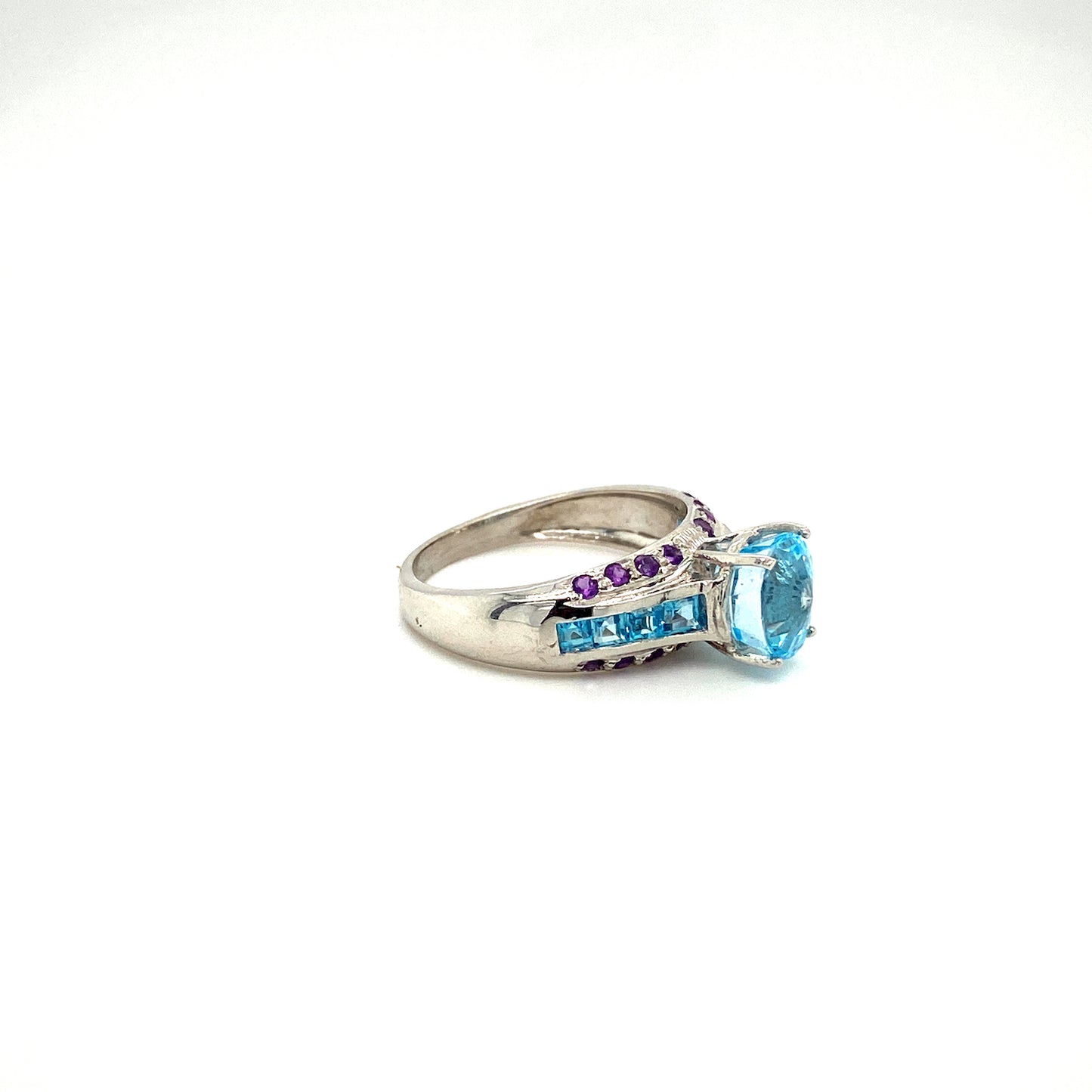 Natural Blue Topaz Gemstone 925 Sterling Silver Ring