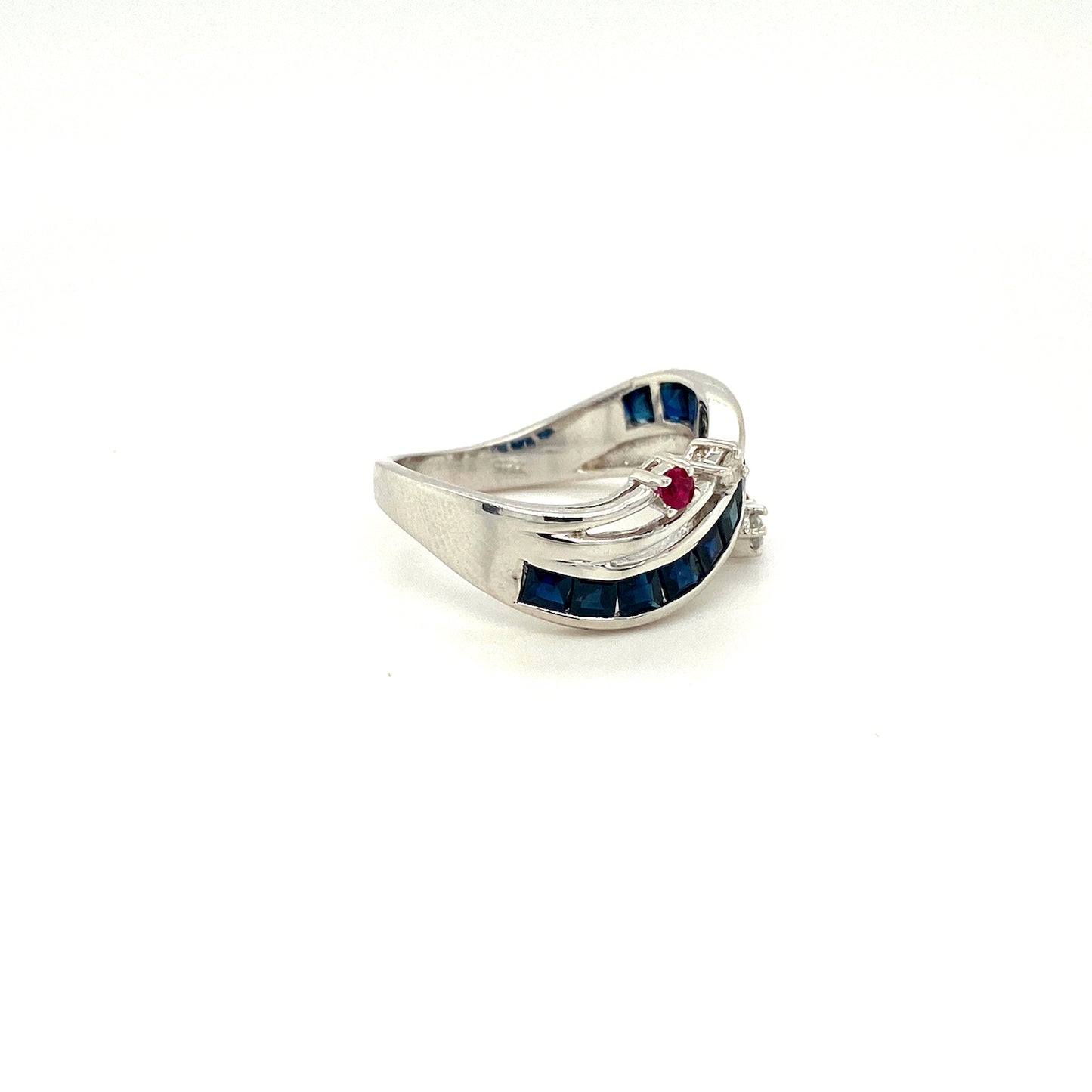 Natural Sapphire With Diamond , Rubi And Gemstone 925 Sterling Silver Ring