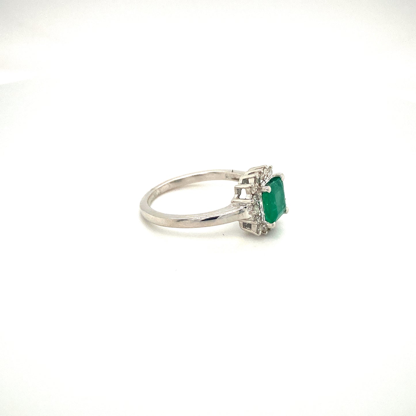 Natural Emerald With Diamond Gemstone 925 Sterling Silver Ring
