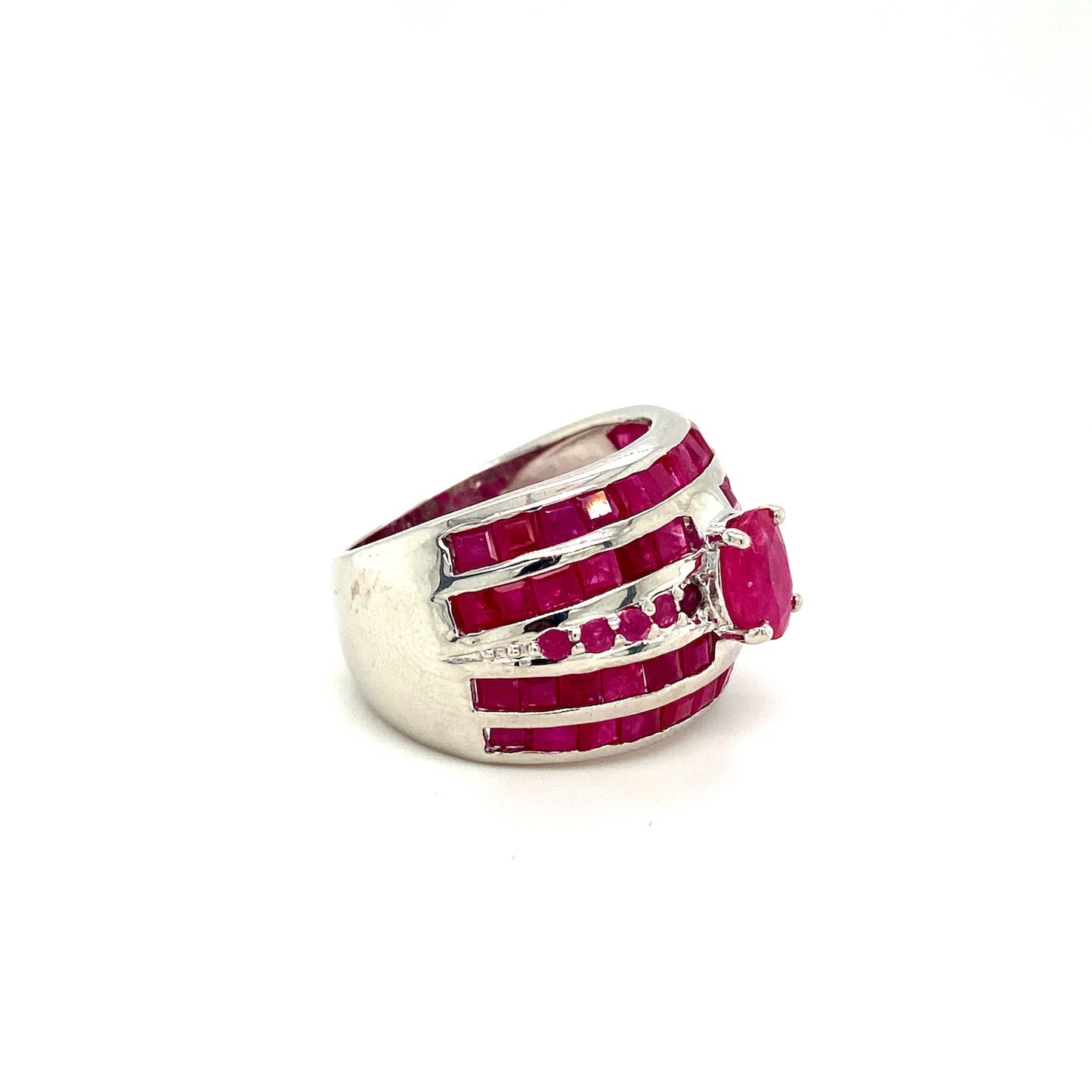 Natural Ruby Gemstone 925 Sterling Silver Cocktail Ring