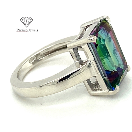 Mystic Topaz milliards Sterling Silver Ring TGW 4.30 cts.