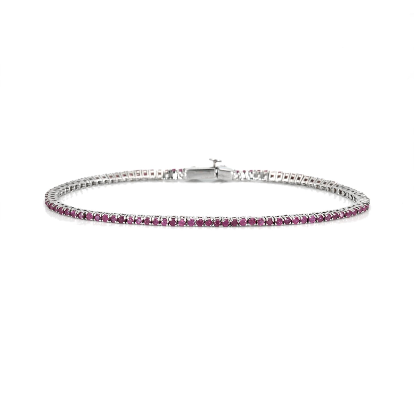 Natural Burma Ruby 925 Sterling Silver Handmade Tennis Bracelet