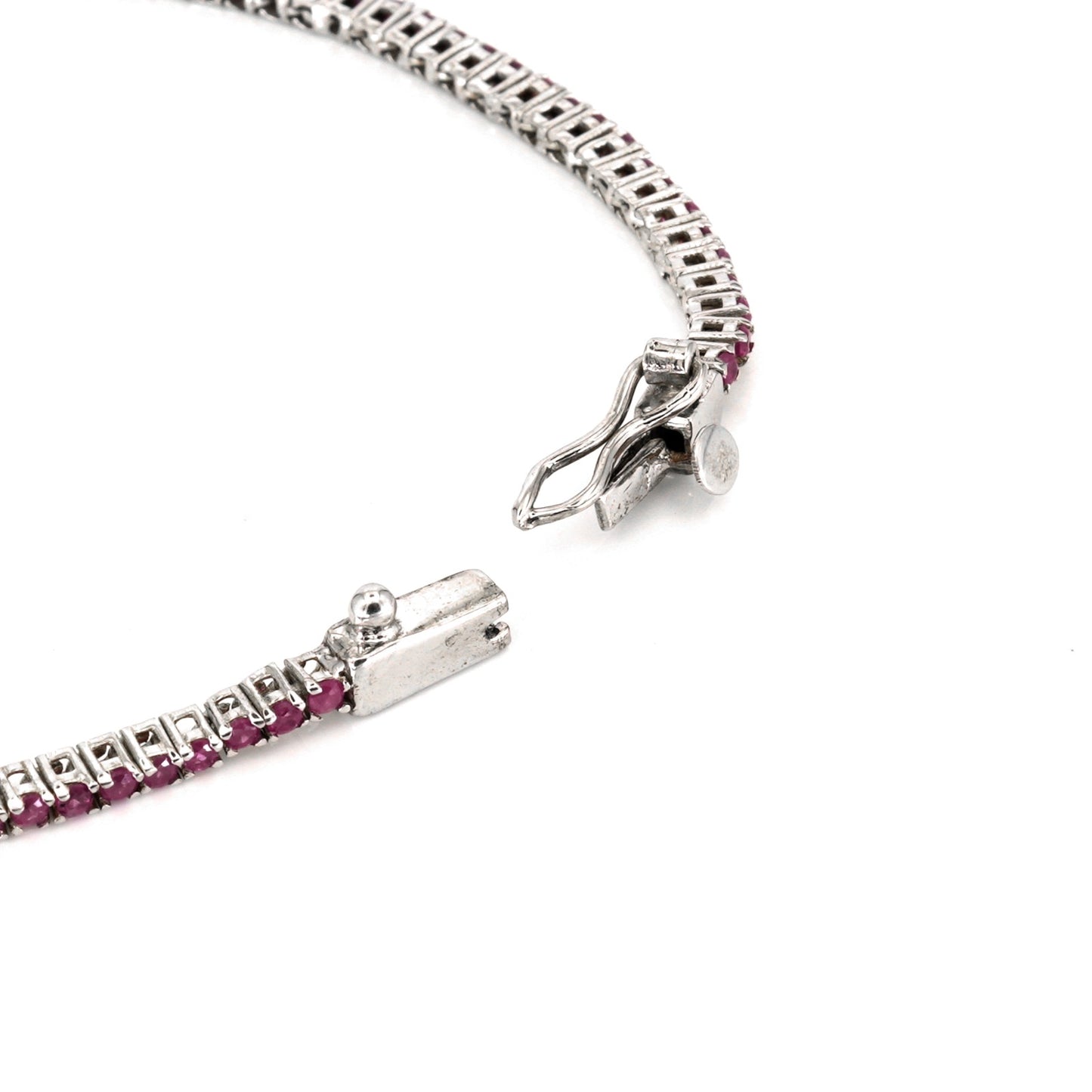 Natural Burma Ruby 925 Sterling Silver Handmade Tennis Bracelet