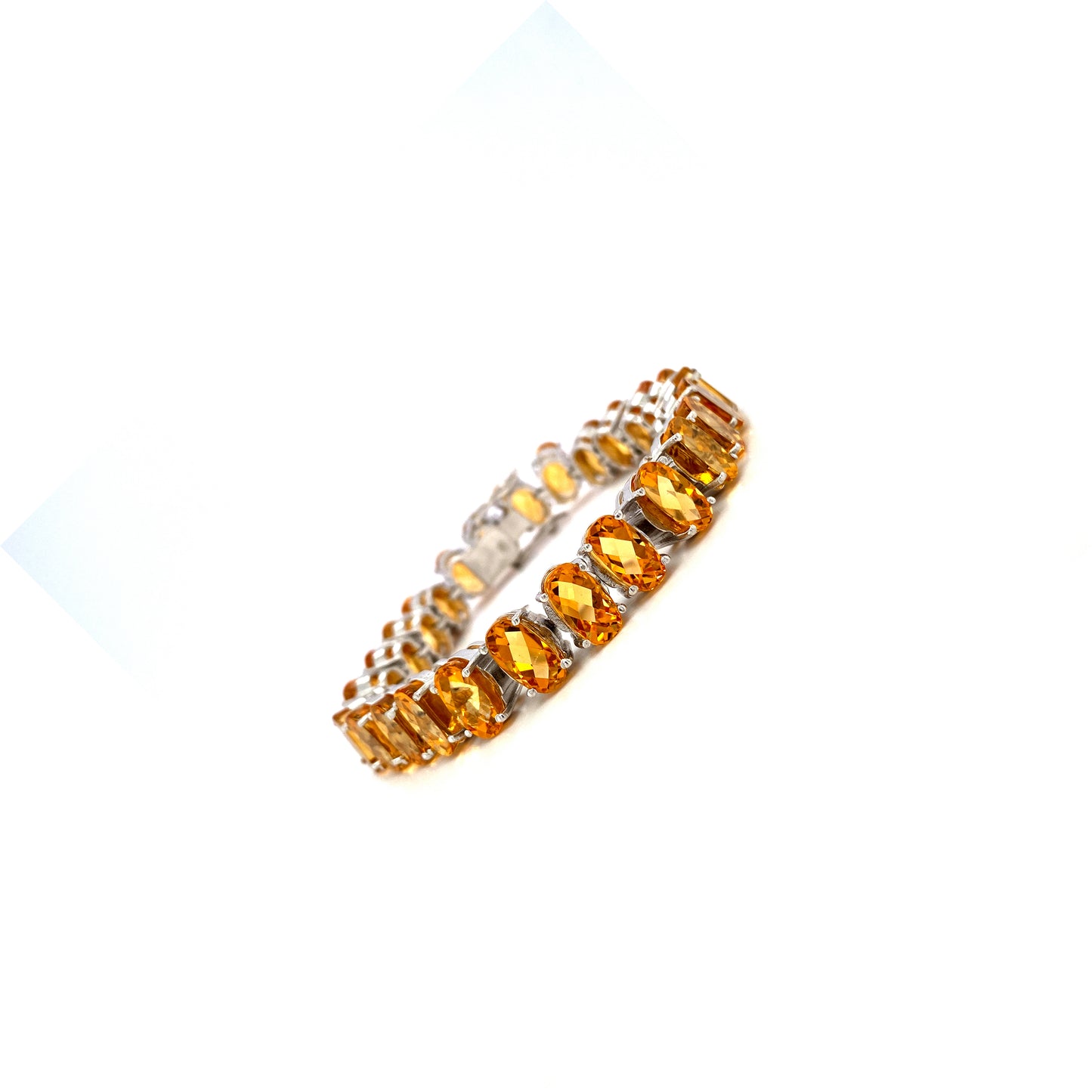 Natural Citrine Gemstone 925 Sterling Silver Tennis Bracelet
