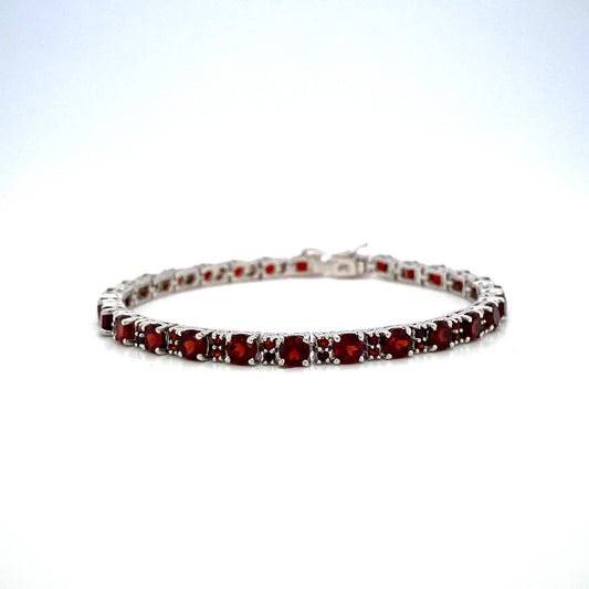 Natural Garnet Gemstone 925 Sterling silver Tennis Bracelet