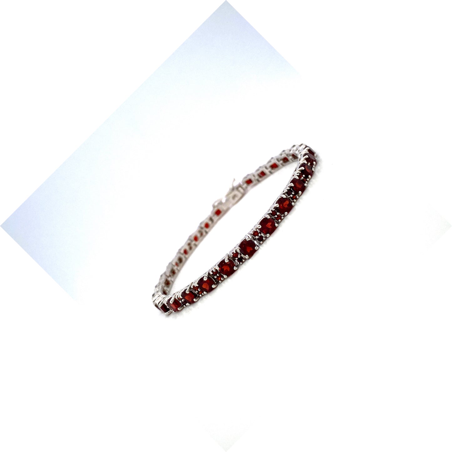 Natural Garnet Gemstone 925 Sterling silver Tennis Bracelet