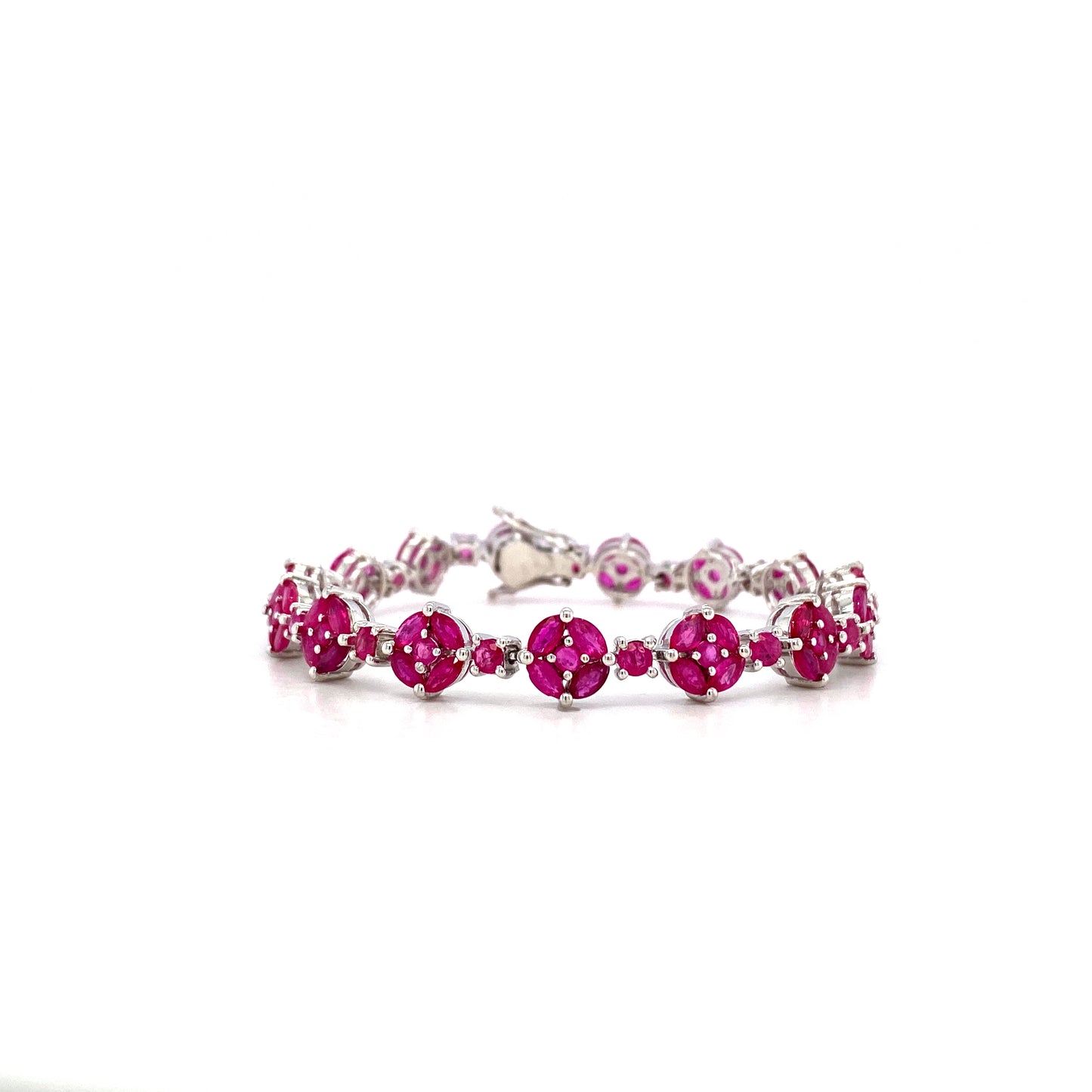 Natural Ruby Gemstone 925 Sterling Silver Tennis Bracelet