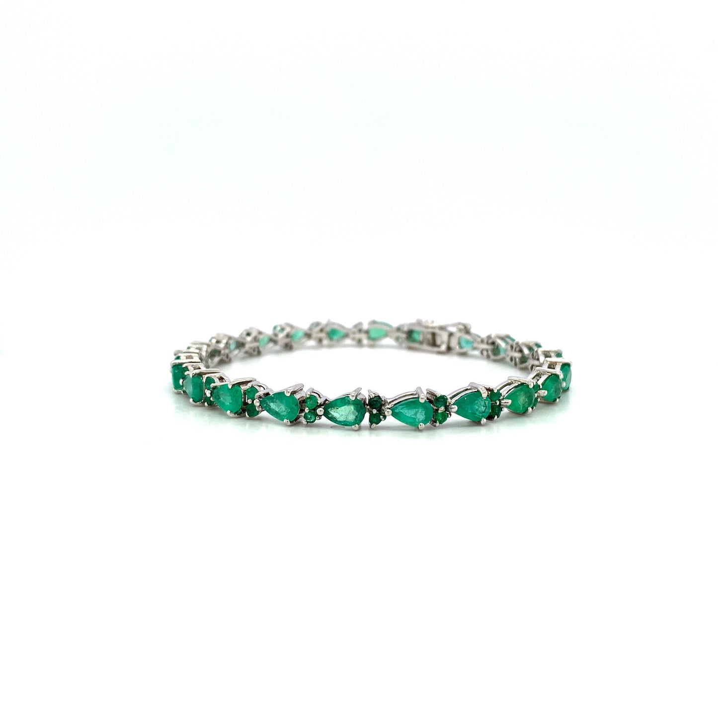 Natural Emerald Gemstone 925 Sterling Silver Tennis Bracelet