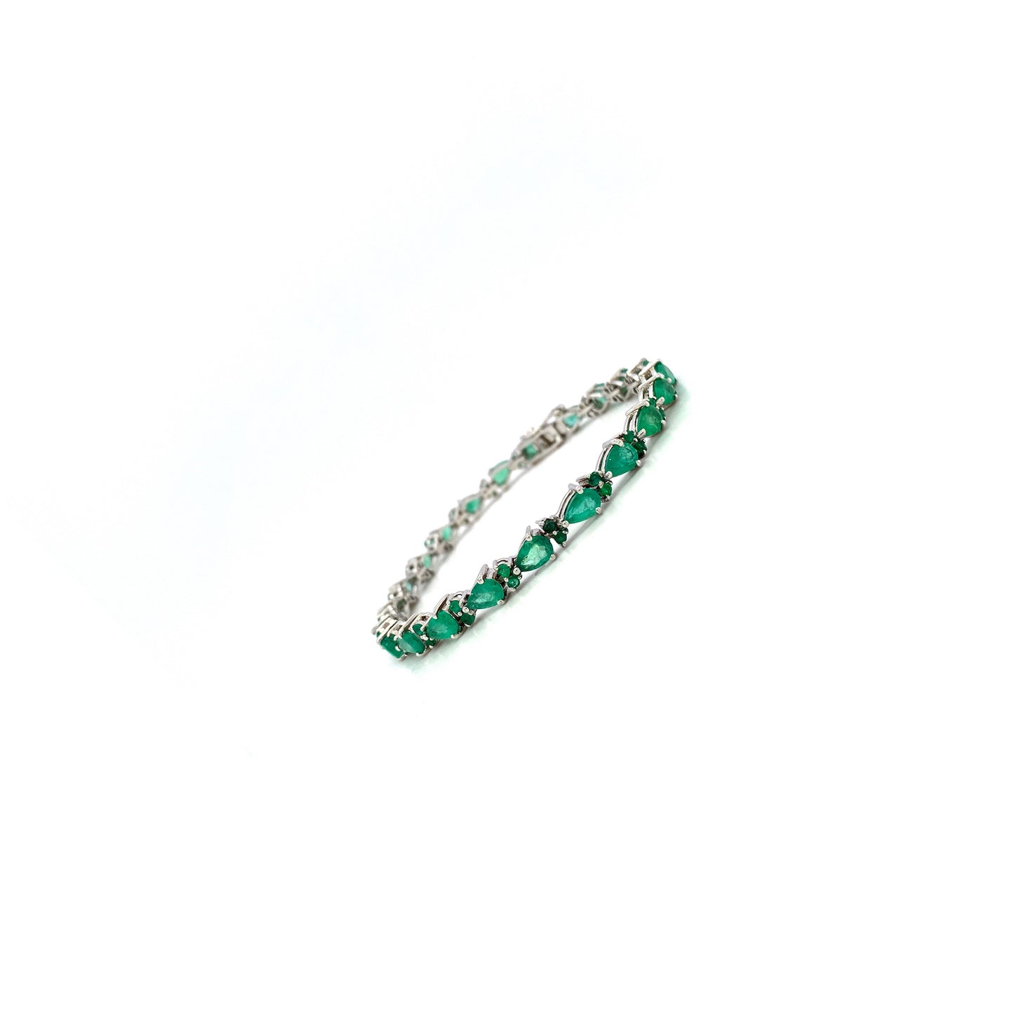 Natural Emerald Gemstone 925 Sterling Silver Tennis Bracelet