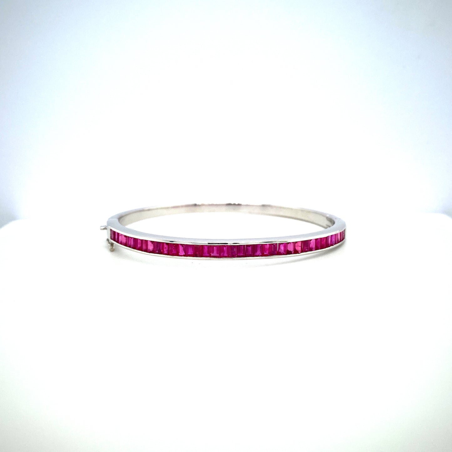 Natural Ruby Gemstone Channel Setting Free Size 925 Sterling Silver Bracelet