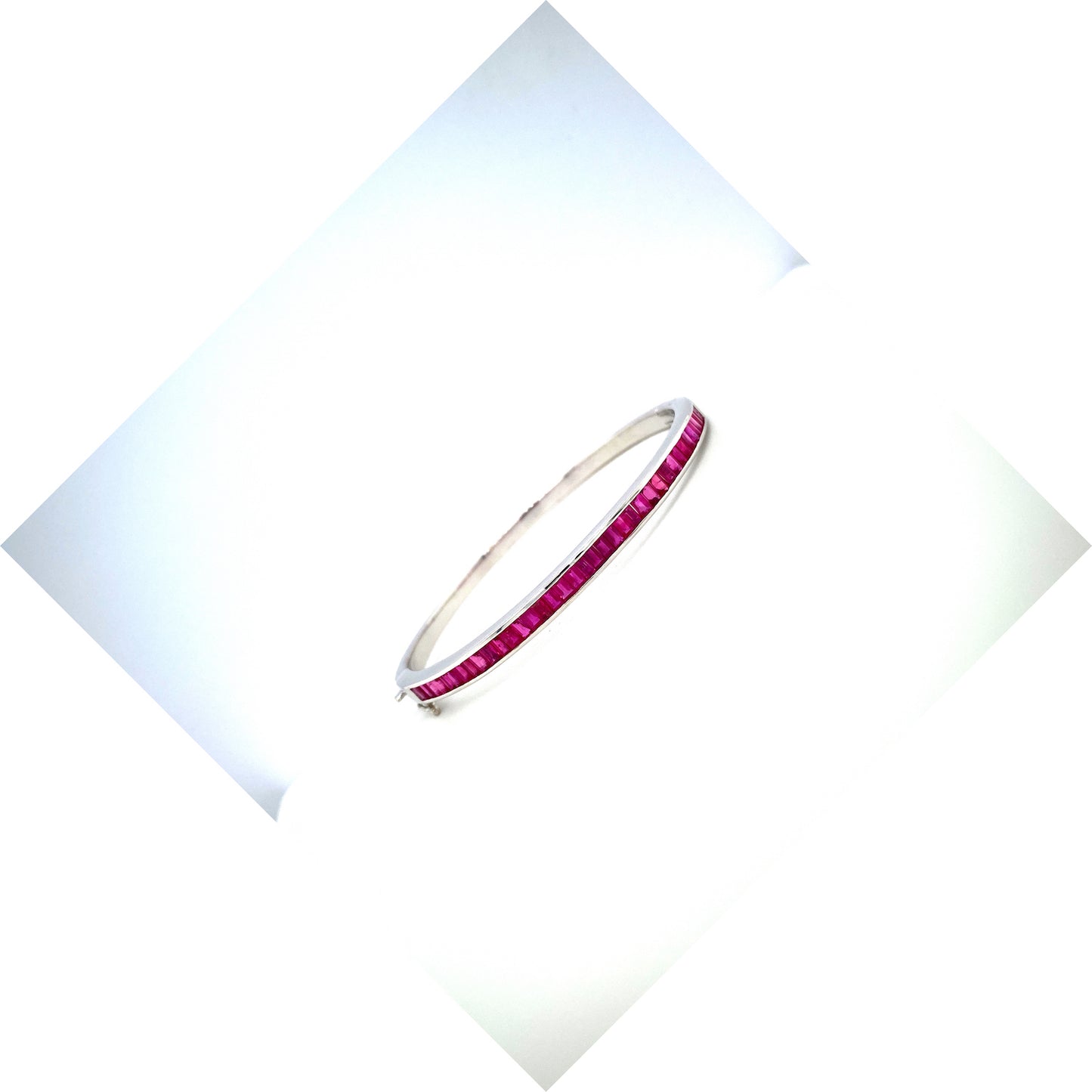 Natural Ruby Gemstone Channel Setting Free Size 925 Sterling Silver Bracelet