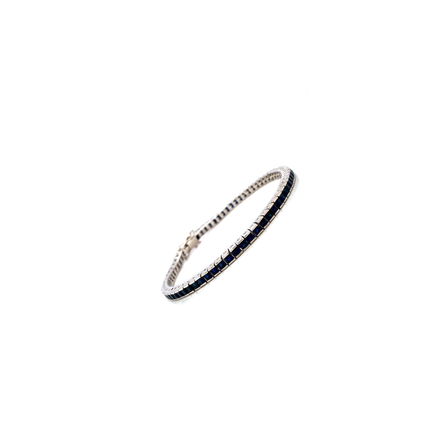 Natural Blue Sapphire Gemstone 925 Sterling Silver Tennis Bracelet