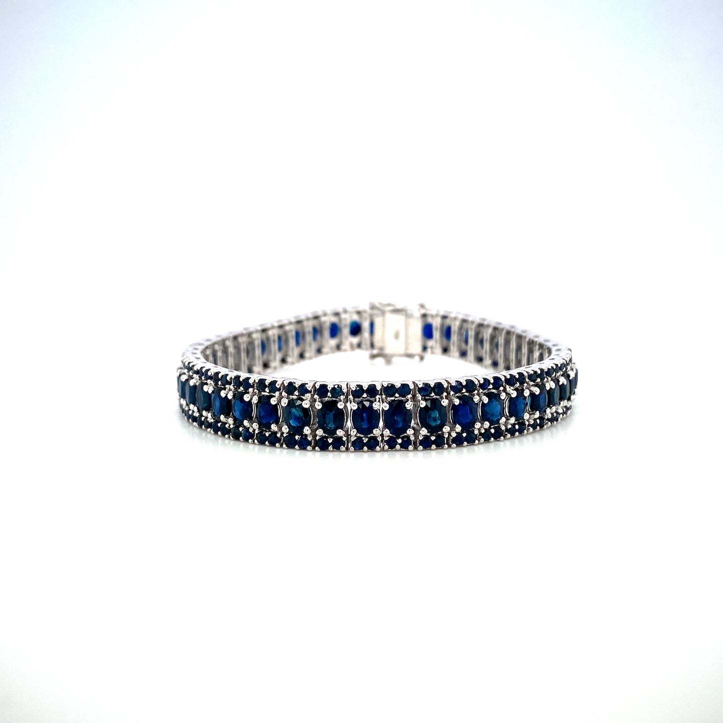 Natural Sapphire Gemstone 925 Sterling Silver Tennis Bracelet
