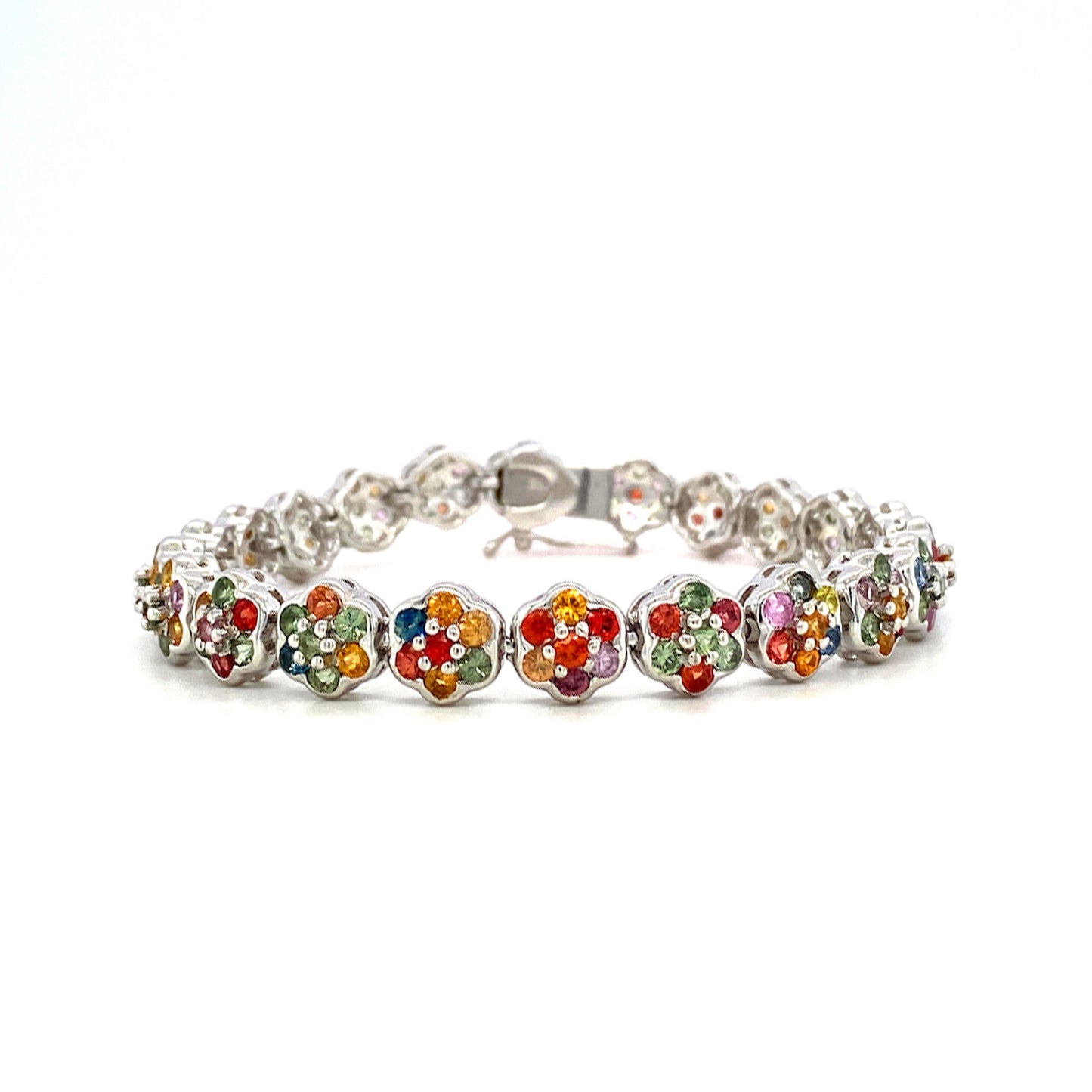 Natural Multi Tourmaline Gemstone 925 Starling Silver Tennis Bracelet