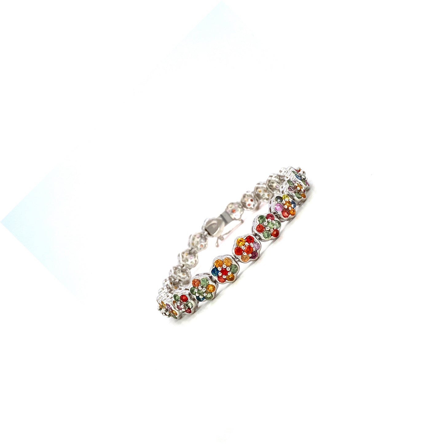 Natural Multi Tourmaline Gemstone 925 Starling Silver Tennis Bracelet