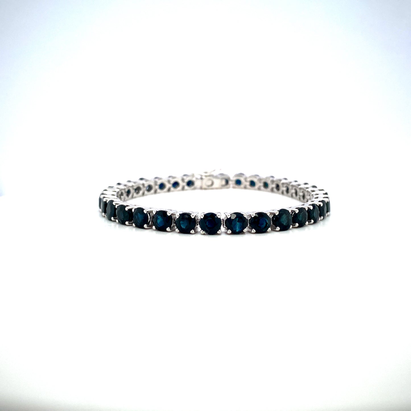 Natural Blue Sapphire Gemstone  925 Sterling Silver Tennis Bracelet