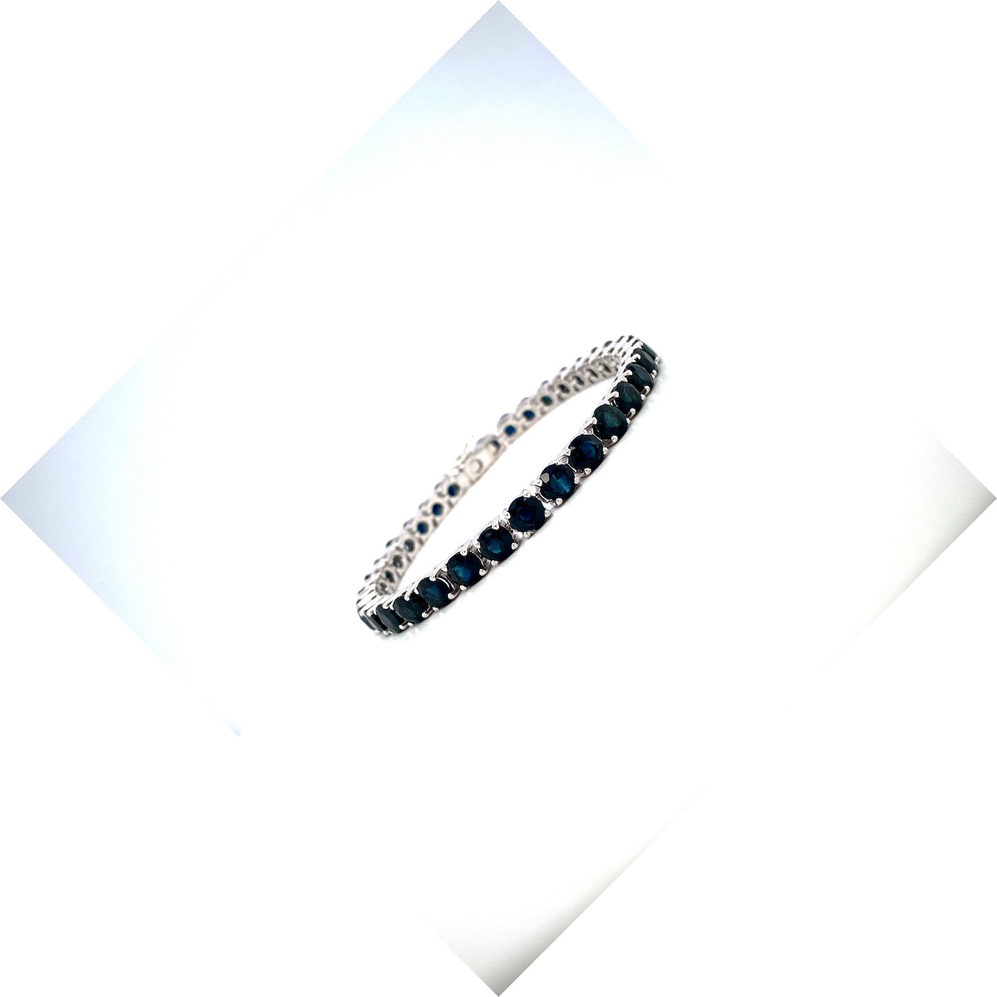 Natural Blue Sapphire Gemstone  925 Sterling Silver Tennis Bracelet