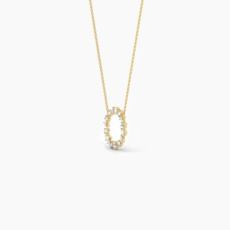 14K Circular Natural Diamond Gold Necklace