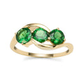 Natural Tsavorite Three Stone 14K Solid Gold Ring | Paraiso Jewels