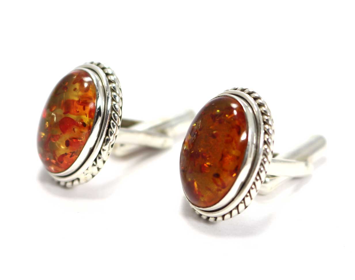 Natural Baltic Amber 925 Sterling Silver Cufflinks