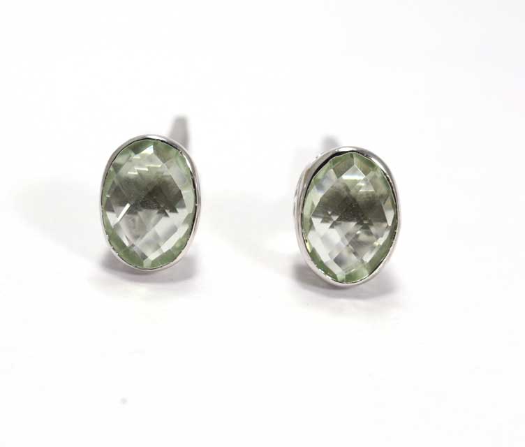 Natural Prasiolite 925 Sterling Silver Cufflinks