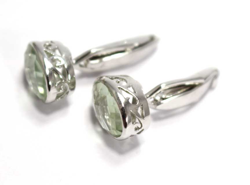 Natural Prasiolite 925 Sterling Silver Cufflinks