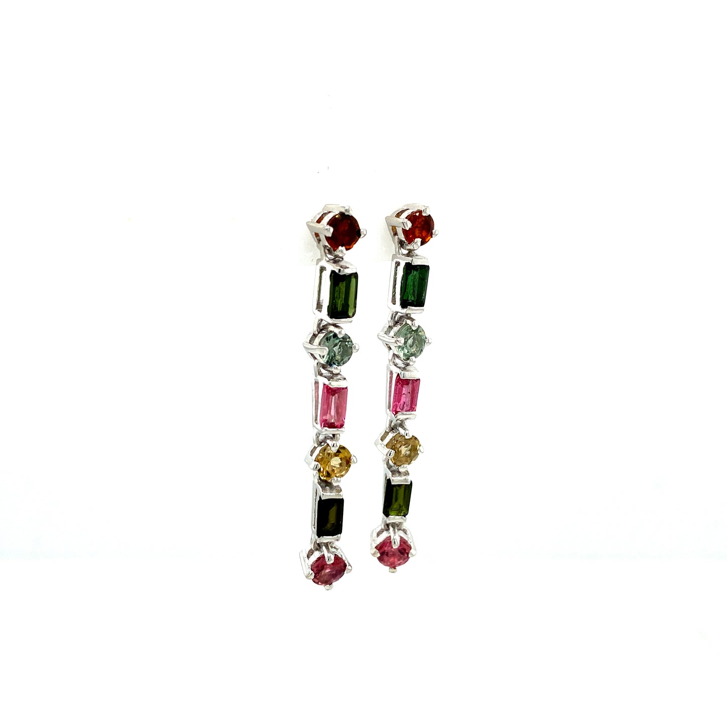 Natural Multi Tourmaline 925 Sterling Silver Dangle Earring