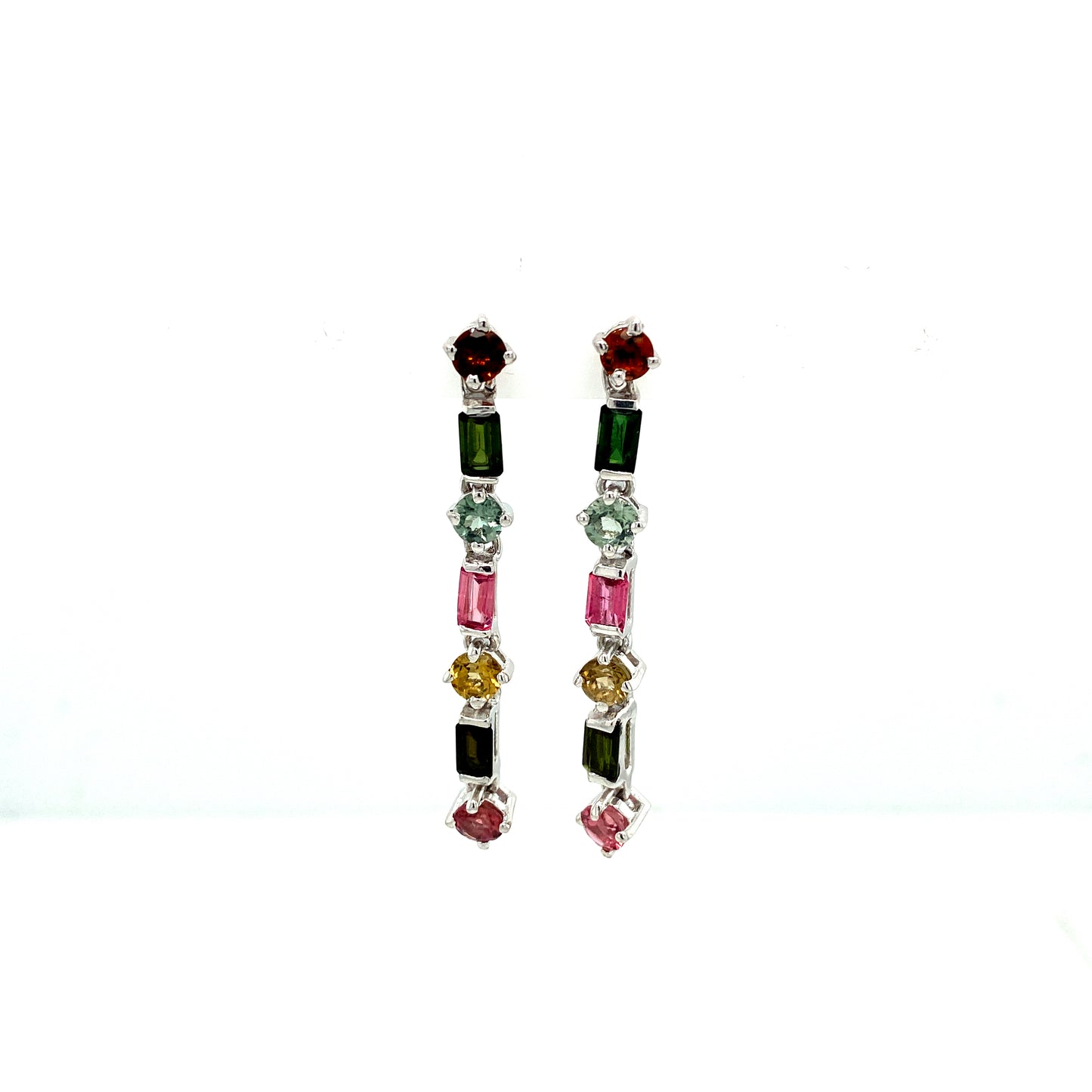 Natural Multi Tourmaline 925 Sterling Silver Dangle Earring