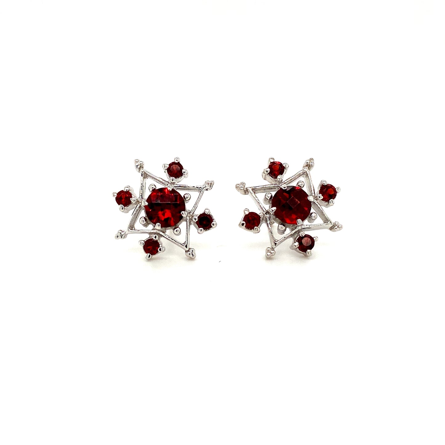 Natural Garnet Constellation  Earrings 925 Sterling Silver
