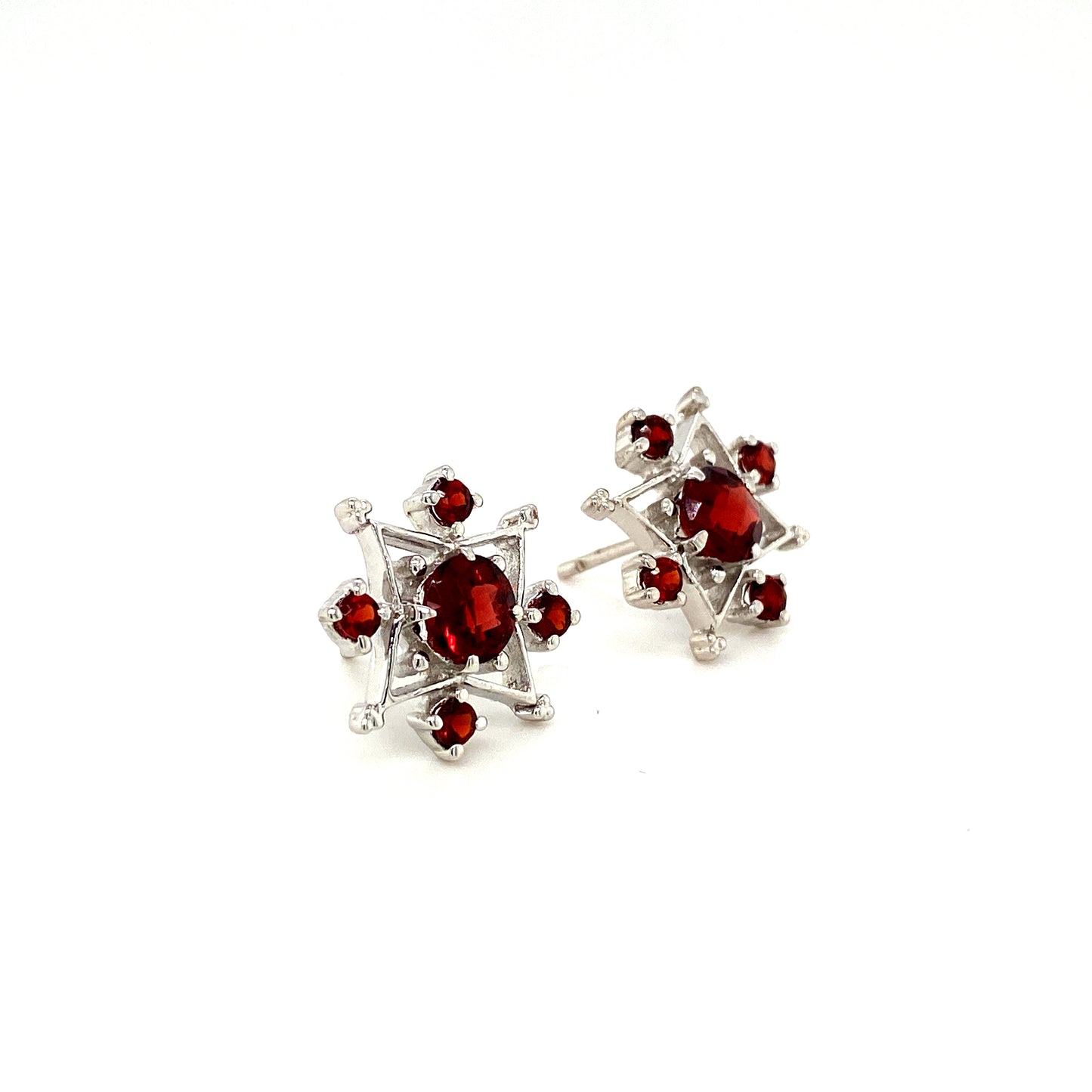 Natural Garnet Constellation  Earrings 925 Sterling Silver