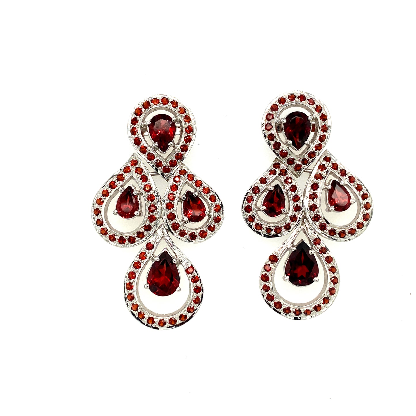Natural Garnet Earring 925 Sterling Silver