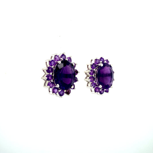 Natural Amethyst Gemstone Earring 925 Sterling Silver
