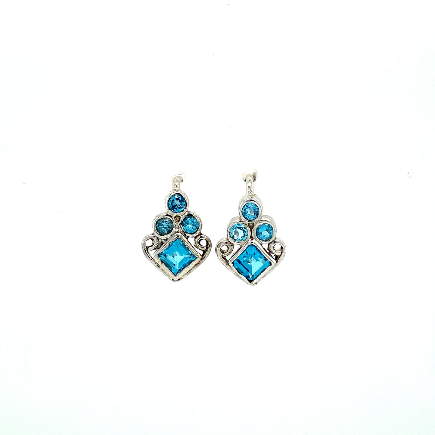 Natural Blue Topaz Gemstone 925 Sterling Silver Earring