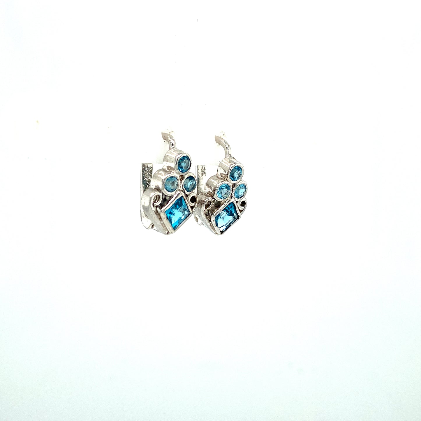 Natural Blue Topaz Gemstone 925 Sterling Silver Earring