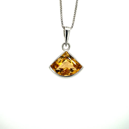 Natural Citrine Gemstone Pendant 925 Sterling Silver