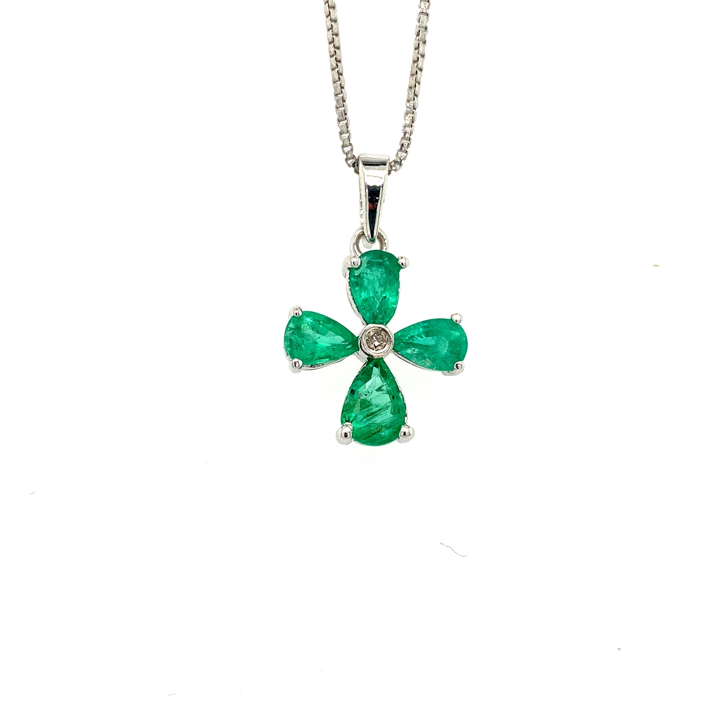 Natural Emerald Diamond Gemstone Pendant 925 Starling Silver