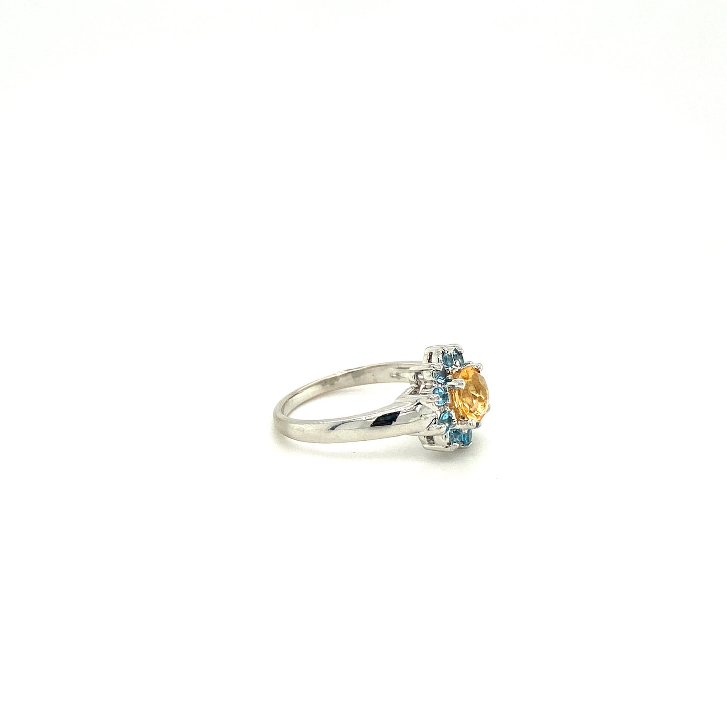 Blue Topaz Citrine Gemstone 925 Sterling Silver Ring