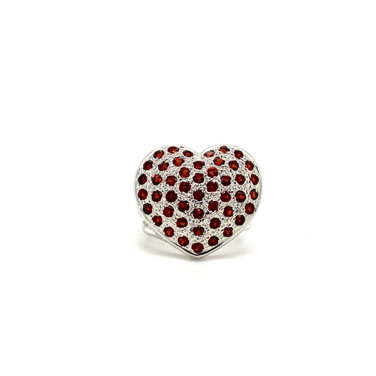 Garnet Heart Gemstone 925 Sterling Silver Ring