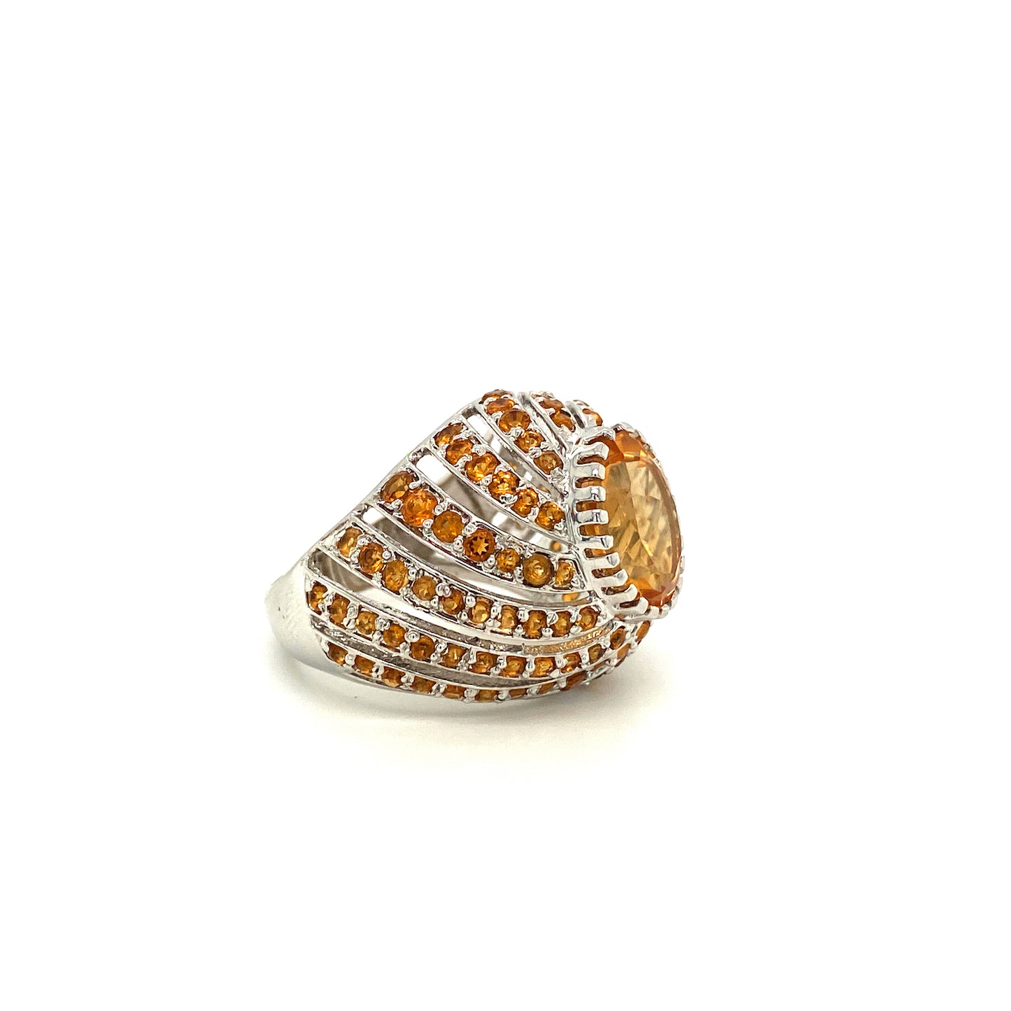 Natural Citrine Gemstone 925 Sterling Silver Ring - Side View | Paraiso Jewels