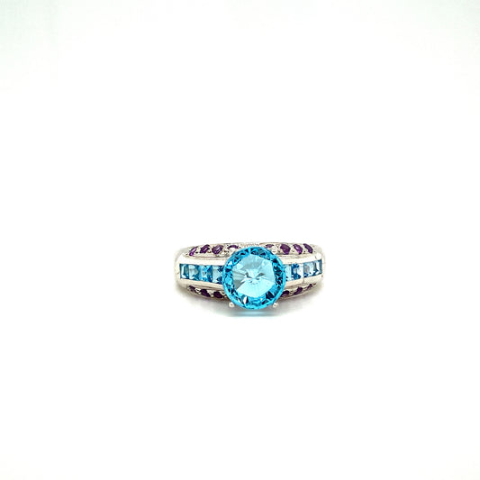 Natural Blue Topaz Gemstone 925 Sterling Silver Ring