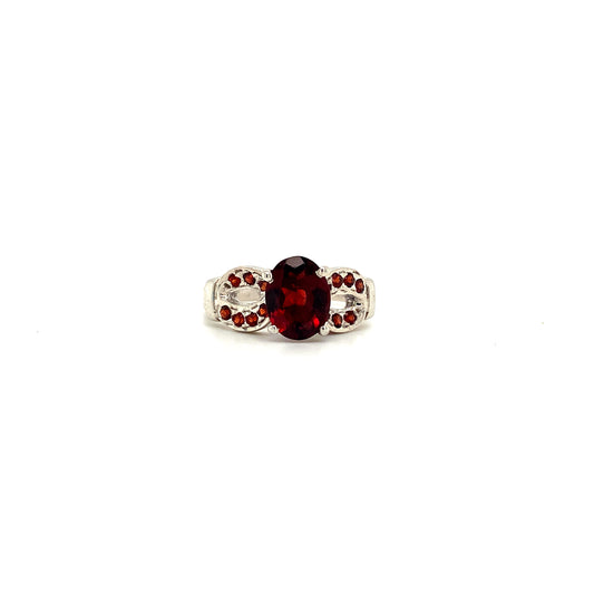 Natural Garnet Gemstone 925 Sterling Silver Ring