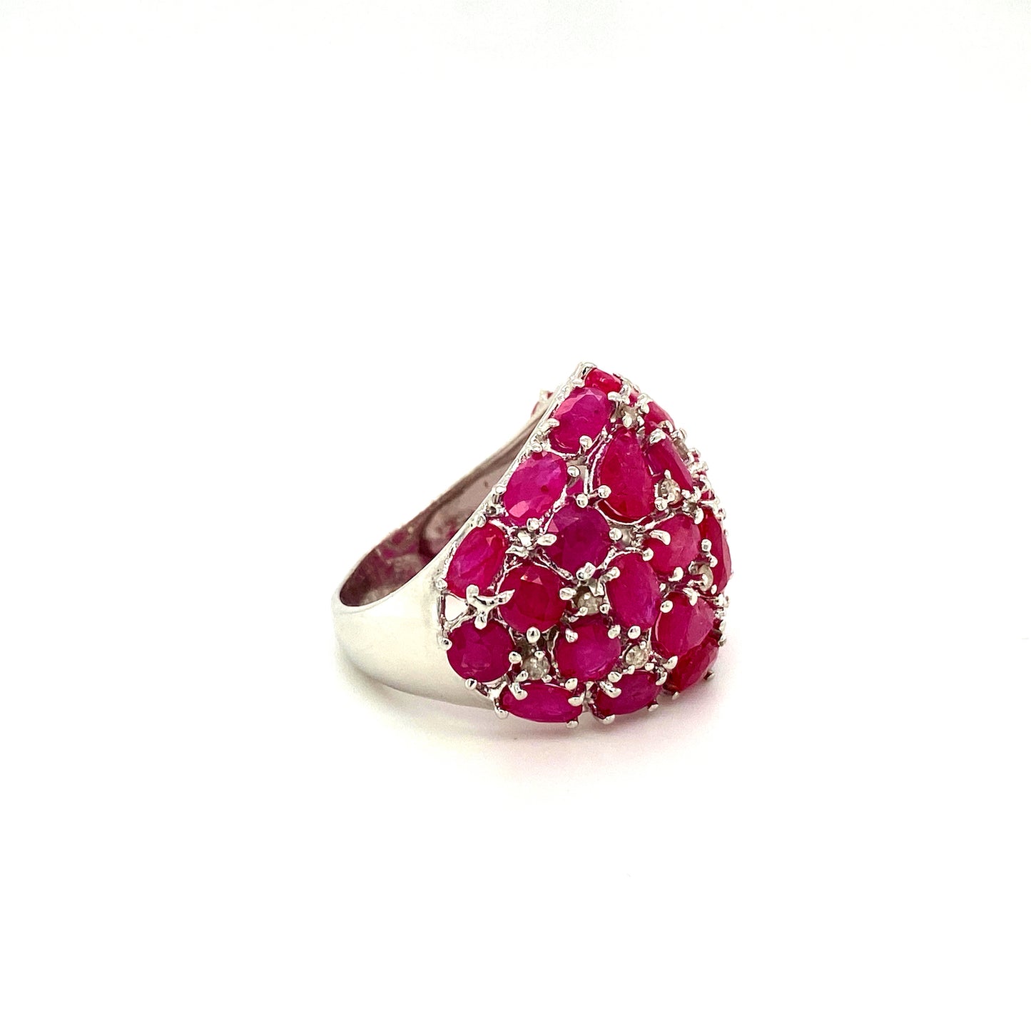 Natural Ruby Gemstone 925 Sterling Silver Cocktail Ring - Side View | Paraiso Jewels