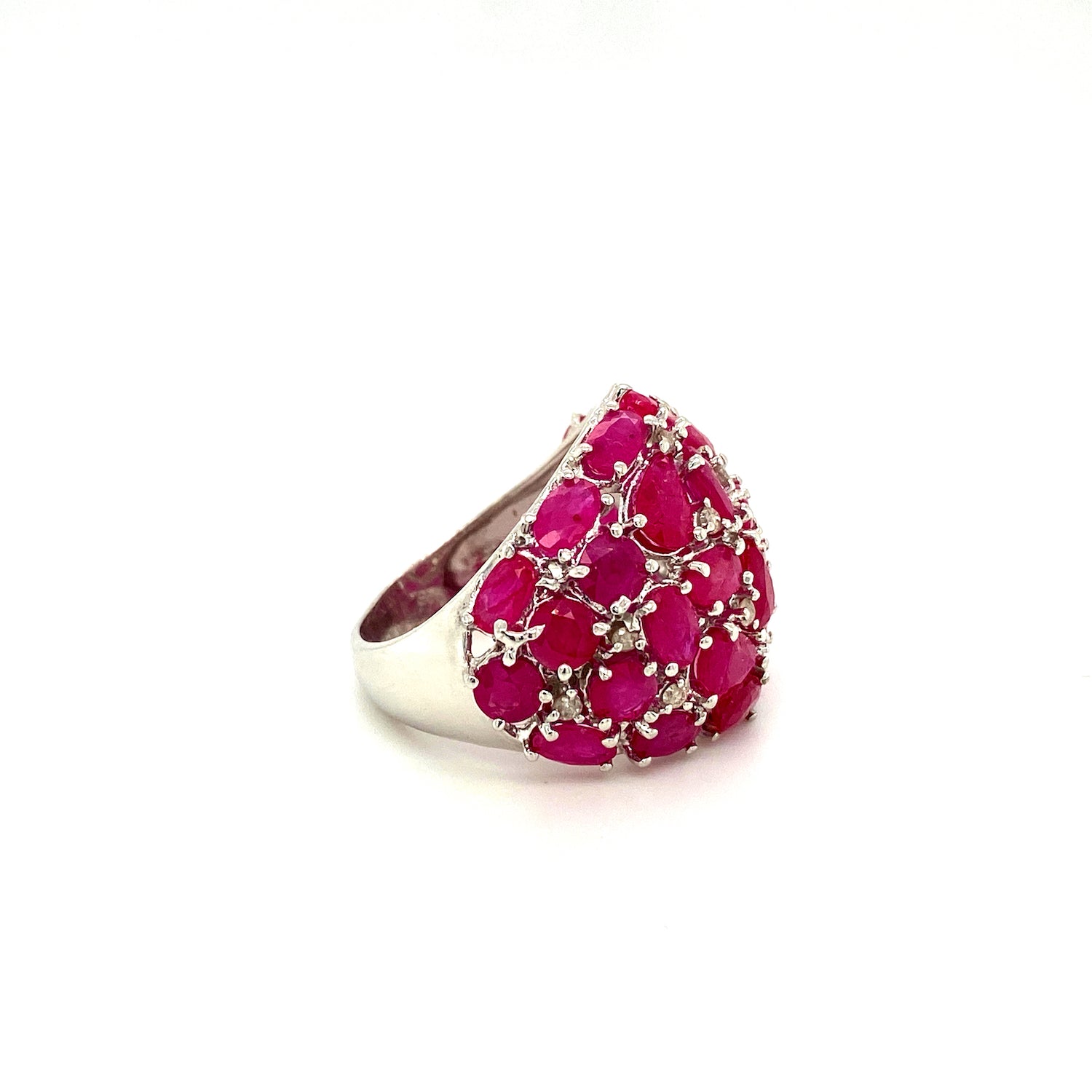 Natural Ruby Gemstone 925 Sterling Silver Cocktail Ring - Side View | Paraiso Jewels